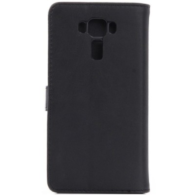 Asus Zenfone 3 Laser (ZC551KL) atvēramais ādas melns retro maciņš (maks) / Vacins.lv