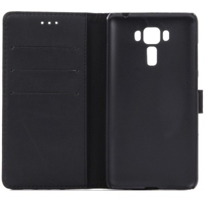 Asus Zenfone 3 Laser (ZC551KL) atvēramais ādas melns retro maciņš (maks) / Vacins.lv