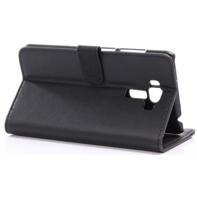 Asus Zenfone 3 Laser (ZC551KL) atvēramais ādas melns retro maciņš (maks) / Vacins.lv