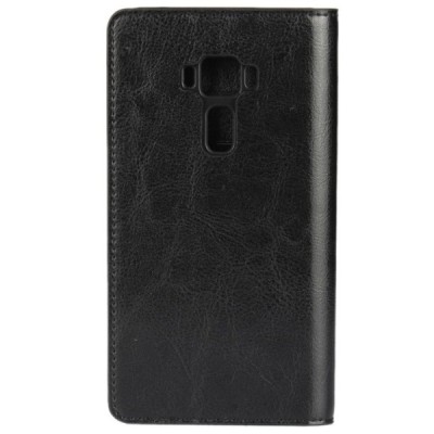 Asus Zenfone 3 5.2 (ZE520KL) atvēramais ādas melns maciņš (maks) / Vacins.lv