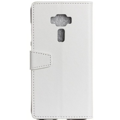 Asus Zenfone 3 5.2 (ZE520KL) atverčiamas baltas odinis dėklas - piniginė / Priedai.lt