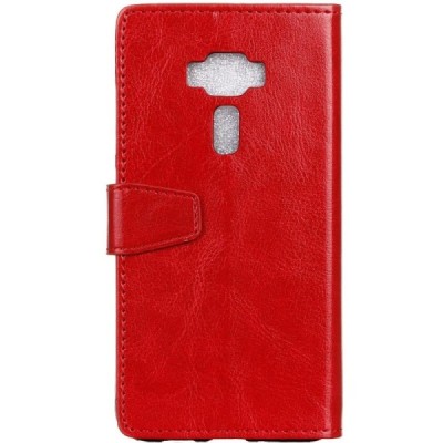 Asus Zenfone 3 5.2 (ZE520KL) atvēramais ādas sarkans maciņš (maks) / Vacins.lv