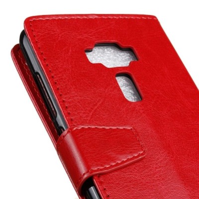 Asus Zenfone 3 5.2 (ZE520KL) atvēramais ādas sarkans maciņš (maks) / Vacins.lv