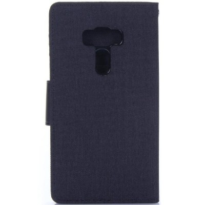 Asus Zenfone 3 5.5 (ZE552KL) „Mercury“ atvērams melns ādas maciņš - maks / Vacins.lv