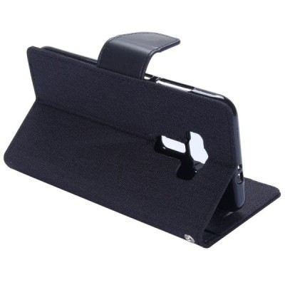 Asus Zenfone 3 5.5 (ZE552KL) „Mercury“ atvērams melns ādas maciņš - maks / Vacins.lv