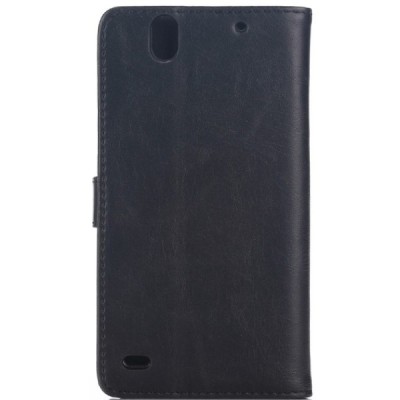 Sony Xperia C4 (E5303, E5306, E5353) atverčiamas juodas odinis retro dėklas - piniginė / Priedai.lt