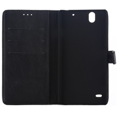 Sony Xperia C4 (E5303, E5306, E5353) atverčiamas juodas odinis retro dėklas - piniginė / Priedai.lt