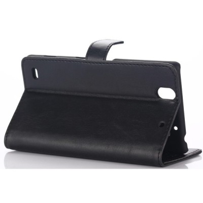 Sony Xperia C4 (E5303, E5306, E5353) atverčiamas juodas odinis retro dėklas - piniginė / Priedai.lt