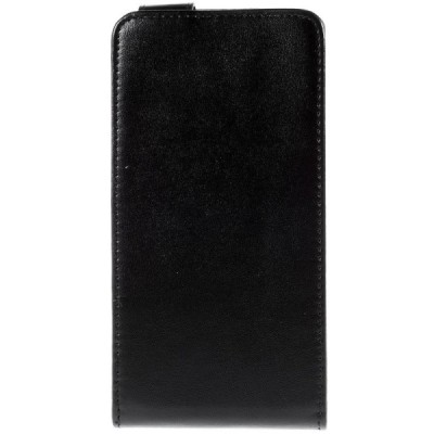Sony Xperia C4 (E5303, E5306, E5353) klasikinis vertikaliai atverčiamas juodas odinis dėklas / Priedai.lt
