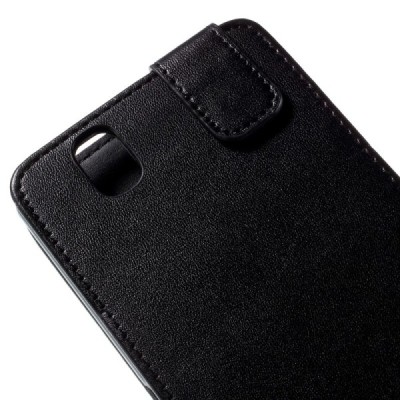 Sony Xperia C4 (E5303, E5306, E5353) klasikinis vertikaliai atverčiamas juodas odinis dėklas / Priedai.lt