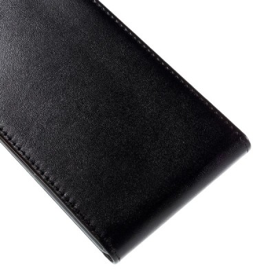 Sony Xperia C4 (E5303, E5306, E5353) klasikinis vertikaliai atverčiamas juodas odinis dėklas / Priedai.lt