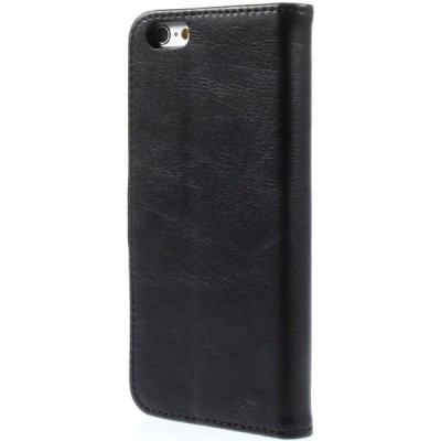 Apple iPhone 6 (6s) atvēramais ādas melns retro maciņš (maks) / Vacins.lv