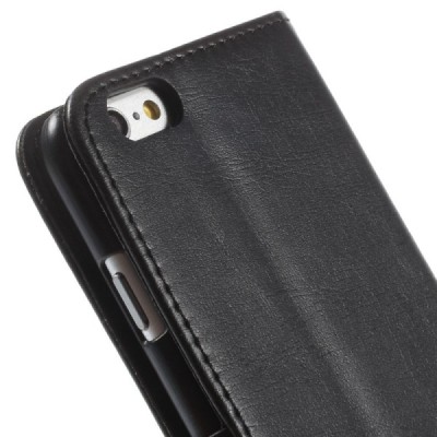 Apple iPhone 6 (6s) atvēramais ādas melns retro maciņš (maks) / Vacins.lv