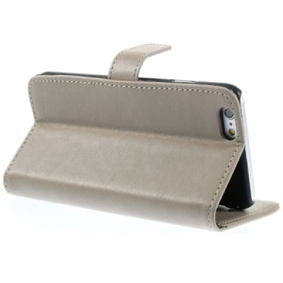 Apple iPhone 6 (6s) atverčiamas smėlio spalvos odinis retro dėklas - piniginė / Priedai.lt