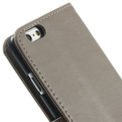 Apple iPhone 6 (6s) atverčiamas smėlio spalvos odinis retro dėklas - piniginė / Priedai.lt