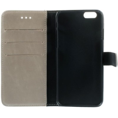 Apple iPhone 6 (6s) atverčiamas smėlio spalvos odinis retro dėklas - piniginė / Priedai.lt