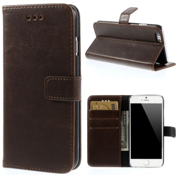 „Retro“ atvēramais maciņš - tumši brūns (iPhone 6 / 6s)