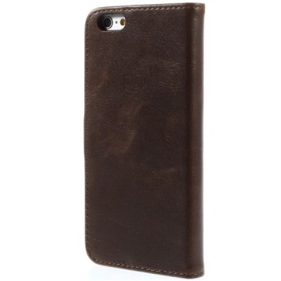 Apple iPhone 6 (6s) atvēramais ādas tumši brūns retro maciņš (maks) / Vacins.lv