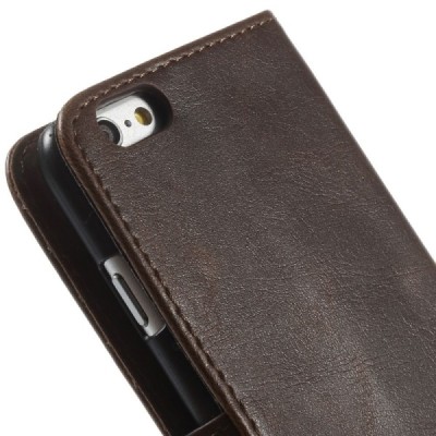 Apple iPhone 6 (6s) atvēramais ādas tumši brūns retro maciņš (maks) / Vacins.lv
