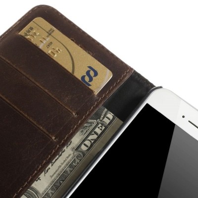 Apple iPhone 6 (6s) atvēramais ādas tumši brūns retro maciņš (maks) / Vacins.lv