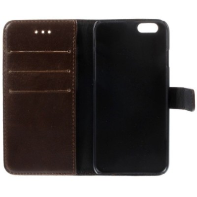 Apple iPhone 6 (6s) atvēramais ādas tumši brūns retro maciņš (maks) / Vacins.lv