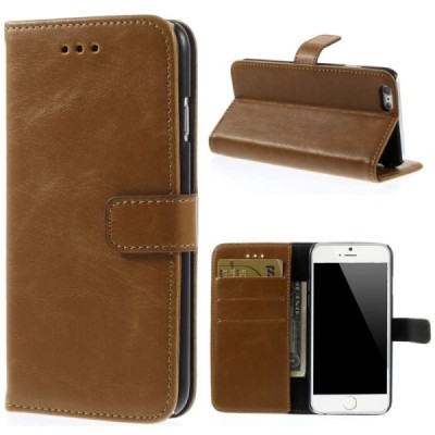 Apple iPhone 6 (6s) atvēramais ādas gaiši brūns retro maciņš (maks) / Vacins.lv