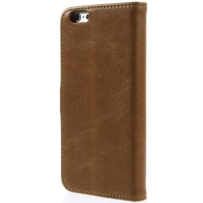 Apple iPhone 6 (6s) atvēramais ādas gaiši brūns retro maciņš (maks) / Vacins.lv