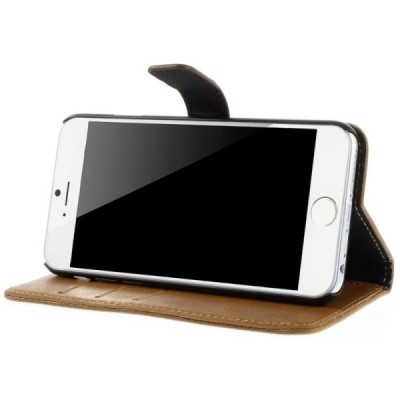 Apple iPhone 6 (6s) atvēramais ādas gaiši brūns retro maciņš (maks) / Vacins.lv