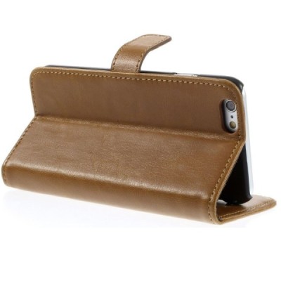 Apple iPhone 6 (6s) atvēramais ādas gaiši brūns retro maciņš (maks) / Vacins.lv