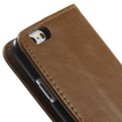 Apple iPhone 6 (6s) atvēramais ādas gaiši brūns retro maciņš (maks) / Vacins.lv