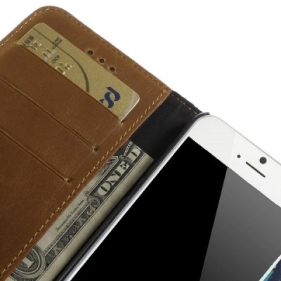 Apple iPhone 6 (6s) atvēramais ādas gaiši brūns retro maciņš (maks) / Vacins.lv