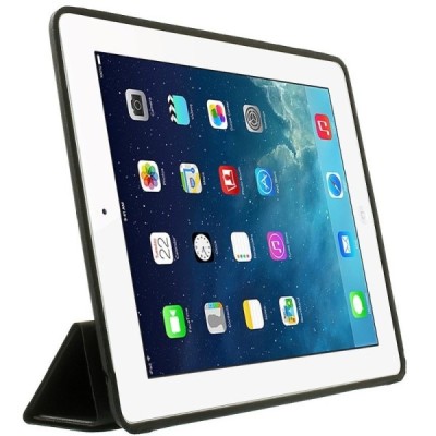 Apple iPad 2 / 3 / 4 klasisks atvēramais melns futrālis / Vacins.lv