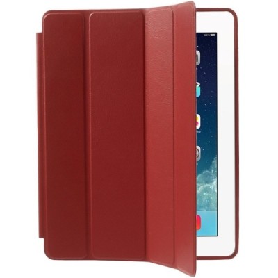 Apple iPad 2 / 3 / 4 klasikinis atverčiamas raudonas odinis dėklas / Priedai.lt
