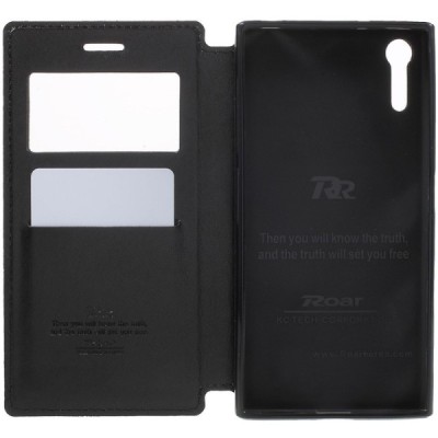 Roar Noble atverčiamas Sony Xperia XZ juodas odinis dėklas / Priedai.lt