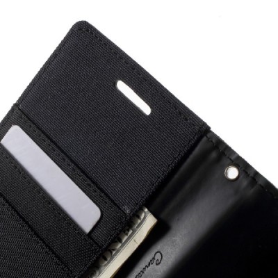 HTC Desire 626 „Mercury“ atvērams melns ādas maciņš - maks / Vacins.lv