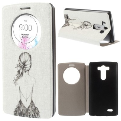 LG G3 D855 (D850, D851) „Lady“ atverčiamas dėklas su langeliu - baltas / Priedai.lt