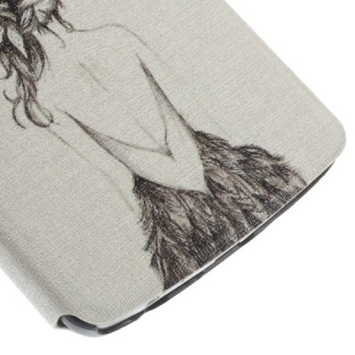 LG G3 D855 (D850, D851) „Lady“ atverčiamas dėklas su langeliu - baltas / Priedai.lt