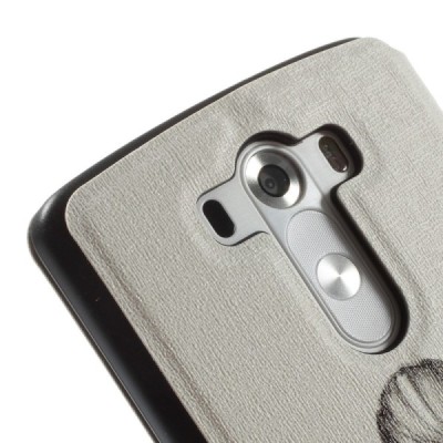 LG G3 D855 (D850, D851) „Lady“ atverčiamas dėklas su langeliu - baltas / Priedai.lt