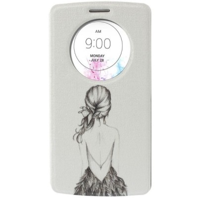 LG G3 D855 (D850, D851) „Lady“ atverčiamas dėklas su langeliu - baltas / Priedai.lt