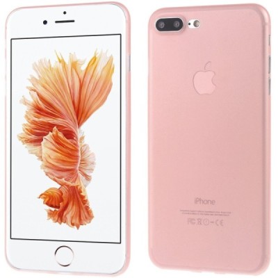 Ploniausias pasaulyje plastikinis skaidrus Apple iPhone 7 Plus (iPhone 8 Plus) šviesiai rožinis dėklas - nugarėlė / Priedai.lt