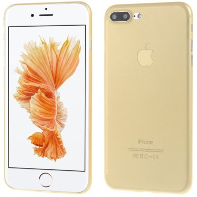 Ploniausias pasaulyje plastikinis skaidrus Apple iPhone 7 Plus (iPhone 8 Plus) šviesiai rudas dėklas - nugarėlė / Priedai.lt