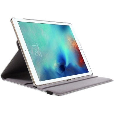Apple iPad Pro 12.9" atverčiamas, sukamas 360 laipsnių, sidabrinis odinis dėklas - stovas / Priedai.lt