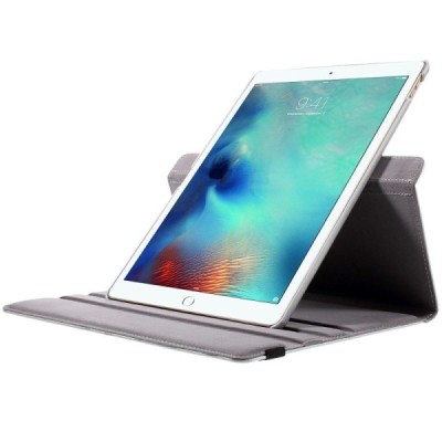 Apple iPad Pro 12.9" atverčiamas, sukamas 360 laipsnių, sidabrinis odinis dėklas - stovas / Priedai.lt