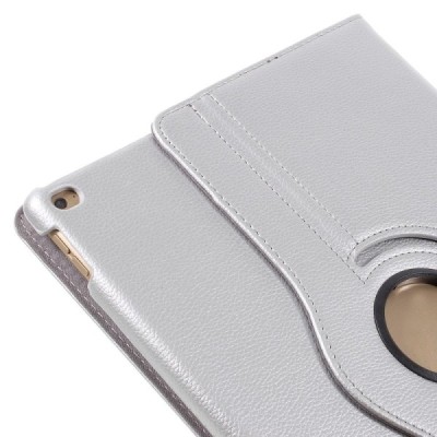 Apple iPad Pro 12.9" atverčiamas, sukamas 360 laipsnių, sidabrinis odinis dėklas - stovas / Priedai.lt