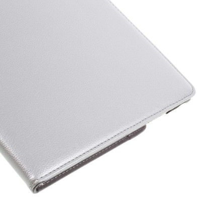 Apple iPad Pro 12.9" atverčiamas, sukamas 360 laipsnių, sidabrinis odinis dėklas - stovas / Priedai.lt