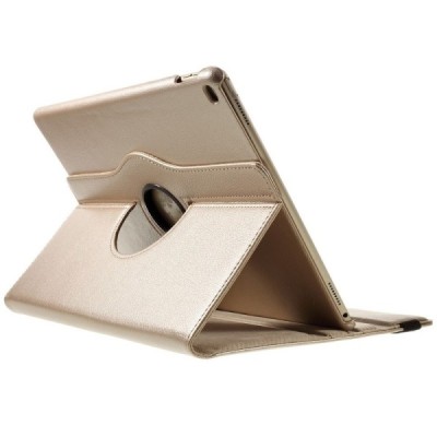 Apple iPad Pro 12.9" atverčiamas, sukamas 360 laipsnių, auksinis odinis dėklas - stovas / Priedai.lt