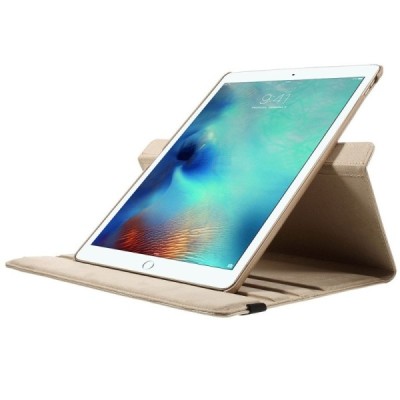 Apple iPad Pro 12.9" atverčiamas, sukamas 360 laipsnių, auksinis odinis dėklas - stovas / Priedai.lt