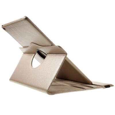 Apple iPad Pro 12.9" atverčiamas, sukamas 360 laipsnių, auksinis odinis dėklas - stovas / Priedai.lt