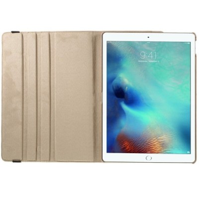 Apple iPad Pro 12.9" atverčiamas, sukamas 360 laipsnių, auksinis odinis dėklas - stovas / Priedai.lt