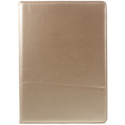 Apple iPad Pro 12.9" atverčiamas, sukamas 360 laipsnių, auksinis odinis dėklas - stovas / Priedai.lt